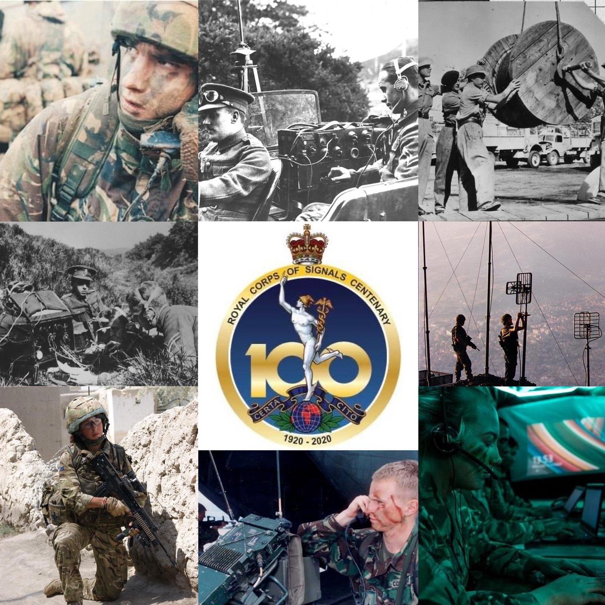 R_Signals's tweet photo. #HAPPYBIRTHDAY! The Royal Corps of Signals turns 100 years old today! We hope everyone will manage to celebrate 🎉 as best they can. Even though times have changed, the mission will always remain the same. Certa Cito. 

#RoyalSignals100
#TheVitalLink https://t.co/CElZYL6len