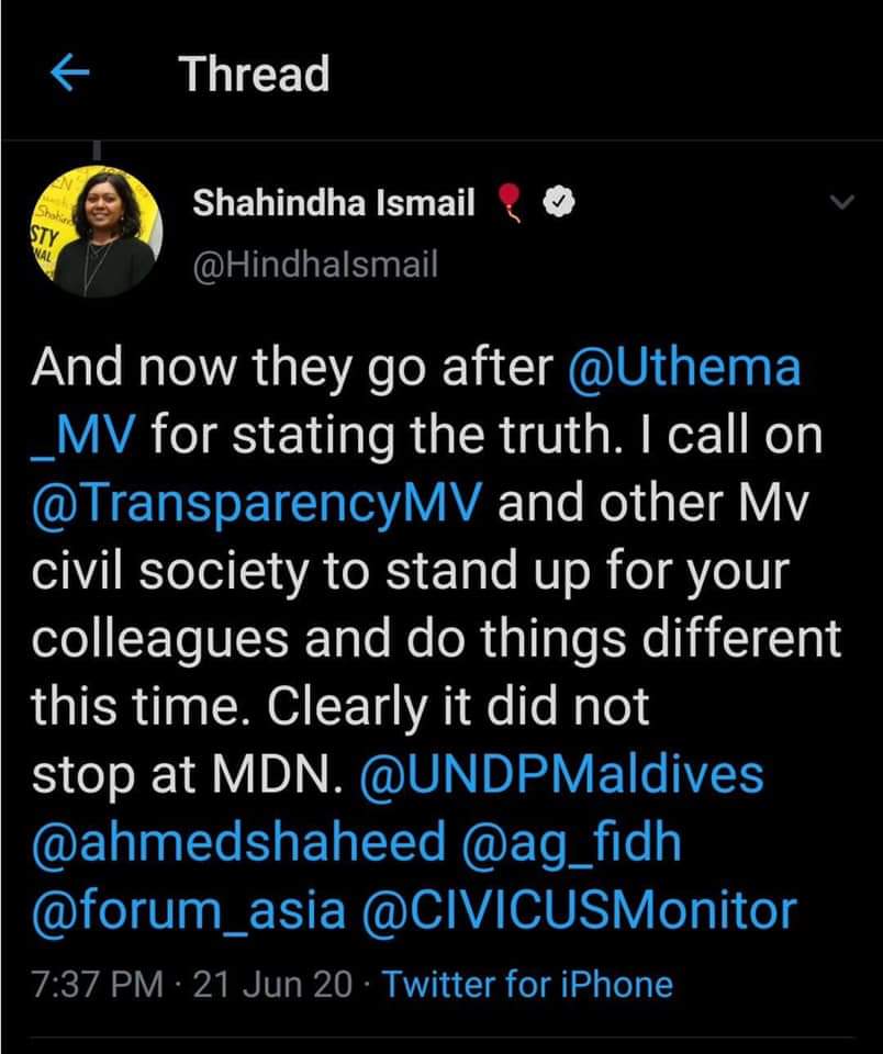 adamnishanali's tweet photo. What a hypocrisy!
It is totally acceptable for them to call us Extremeists and whatever names they want, even including names of specific NGOs and individuals among us in their so called reports.
#BanUthema
#BanMDN #BanMDNFikuru
#AgainstSecularism
#AgainstLaadheeniyyathu https://t.co/0nkwcGkn4p