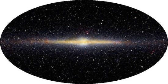 So this is what we have done to research the Milky Way and get photos of it.Large earth telescopes take a series of photos of the milky way while rotating on Earth and stitch them together creating kind of a panorama of sorts.