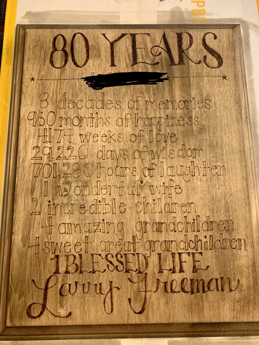sara_freeman's tweet photo. Couldn’t think of a good present for my husband’s gpa so I decided to make one! Tried out hand lettering and wood burning #diyselfie #trysomethingnewselfie #MESSummerSelfieChallenge #warriorscreate https://t.co/CBXz3nbGZc