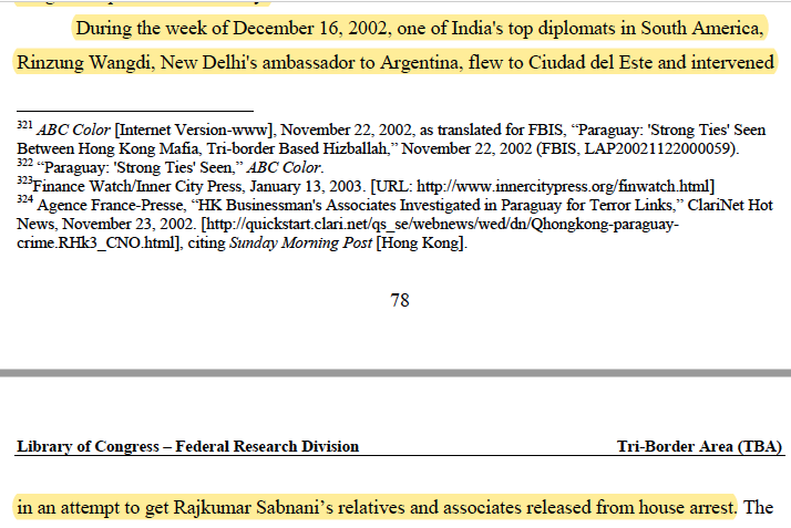 It gets more shocking & mysterious from here.In 2002, the BJP govt under Vajpayee dispatched India's top diplomat Rinzung Wangdi to Paraguay to secure Sabnani's release. What was the BJP govt's interest in this man's release?(6/9)