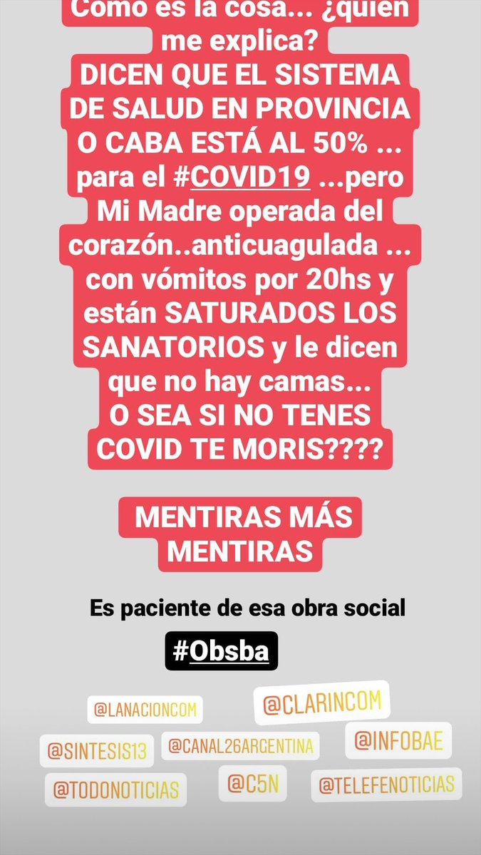 CrearteAdri's tweet photo. Mienten... @alferdez @horaciorlarreta @Kicillofok o q me expliquen, xq no hay camas para internacion sino tenés #COVID-19 en Caba/Pcia. Murió el de abuelo el 17/06/20 xq #PAMI hizo abandono de persona.@Sintesis_13 @telefenoticias @todonoticias @infobae  @mirthalegrand https://t.co/LqRo2mdR7J