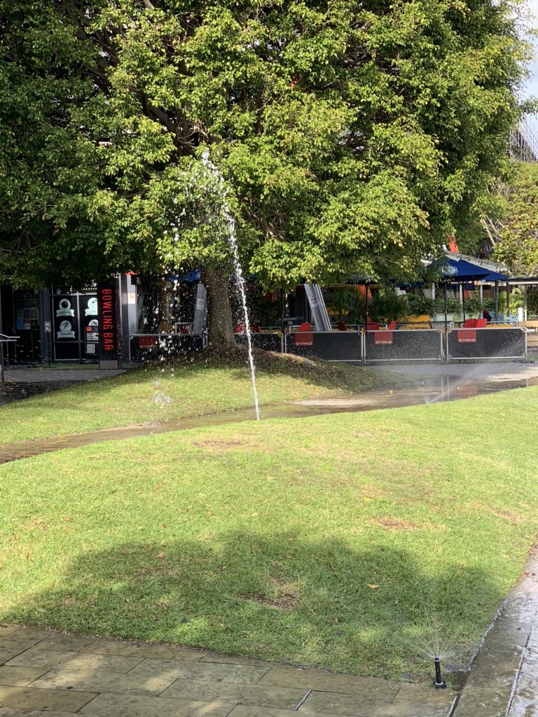 HushidarK's tweet photo. @cityofsydney Broken sprinkler system at the promenade near 5, Kings St wharf. Wasting a fair bit of water, not sure if you are the right handle to tag but worth a shot? https://t.co/7YA6qc7fBS
