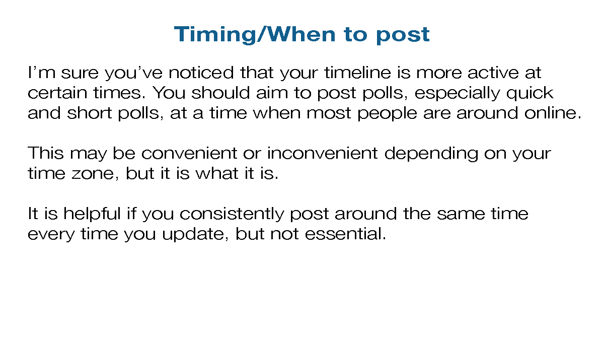 Timing/When to post