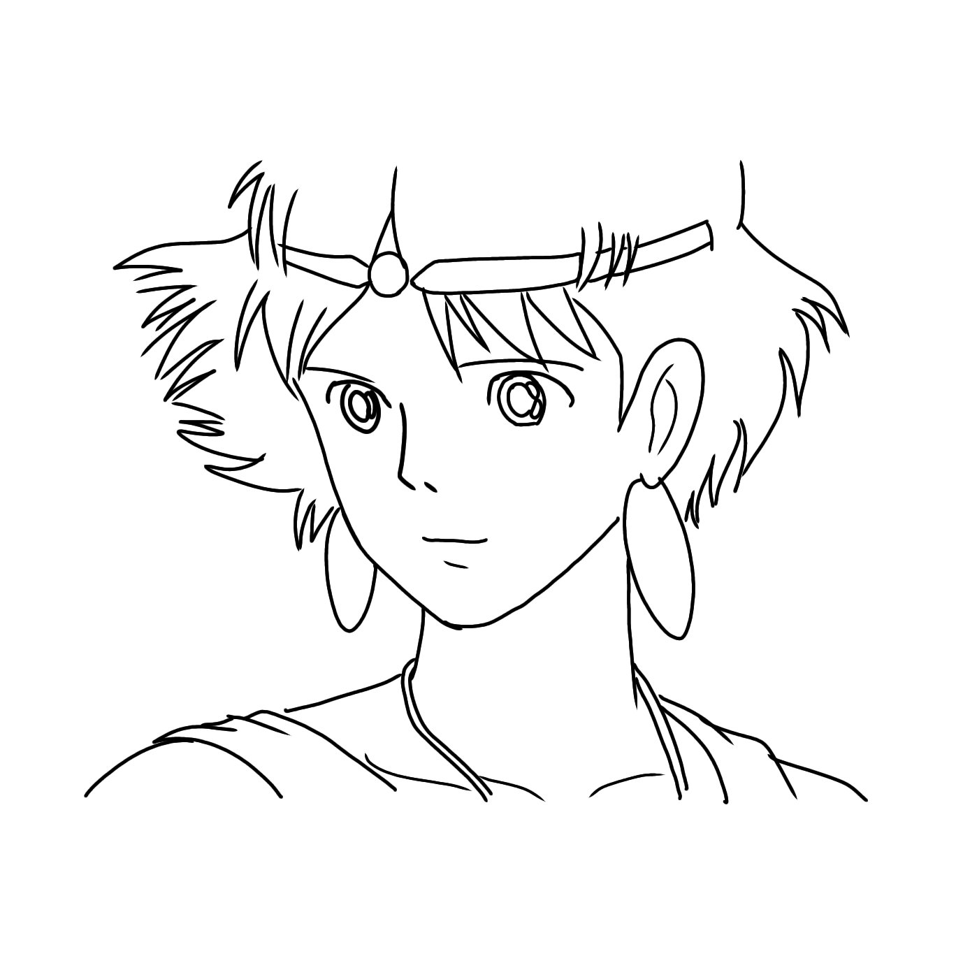 ギガマック イラストチャレンジ サン１０分編 アシタカとサンのお別れシーンのサンにチャレンジ 塗り忘れはあったがまずまず 背景と文字と線は後書き もののけ姫 サン ジブリ イラスト イラスト好きな人と繋がりたい イラスト王国 絵描きさん