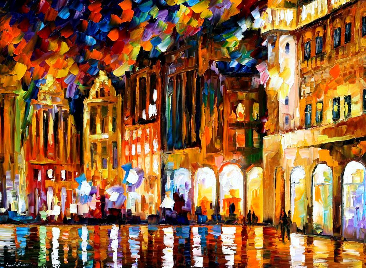 BRUSSELS - GRANDE PLACE — PALETTE KNIFE Oil Painting On Canvas By Leonid Afremov afremov.com/brussels-grand…