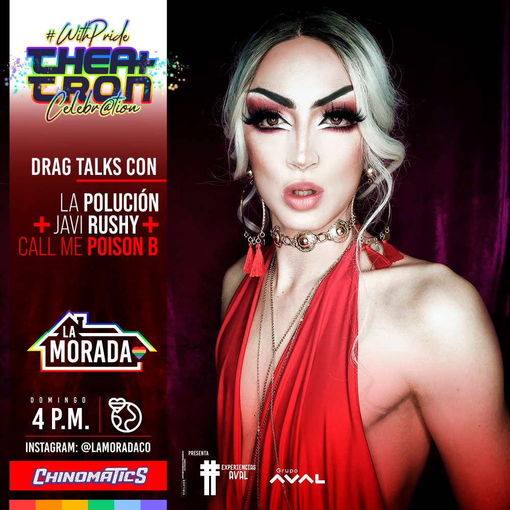 LaMoradaCO's tweet photo. Las conversaciones continúan en #LaMorada para celebrar este día tan importante 🌈 Conéctate con La Polución, Javi Rushy y CallMe Poison B  👑  

Desde las 4:00 pm en https://t.co/f5a5fczBiD

#ExperienciasAval @bancosaval @theatronbogota https://t.co/NMrjwKTeU5