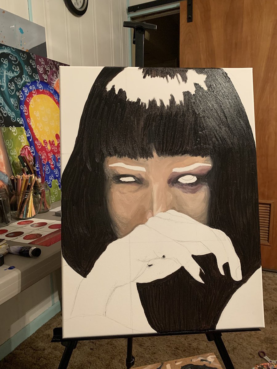 UMA THURMAN DOING COCAINE (2020)— oil on canvas