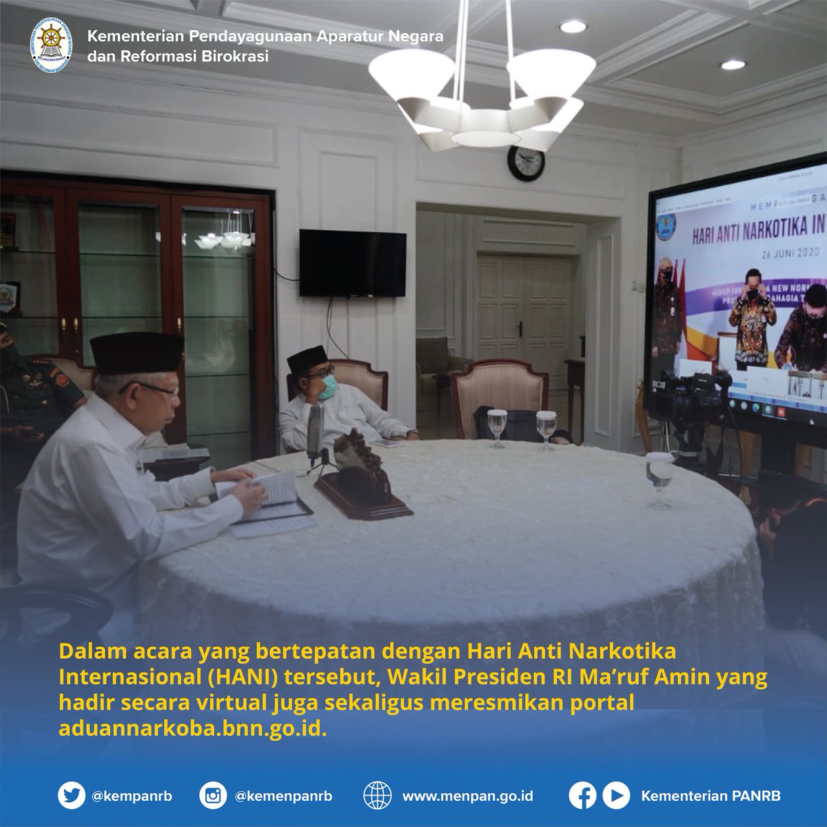 kempanrb's tweet photo. SKB ini ditetapkan untuk menangani permasalahan narkotika khususnya pada aparatur negara.
__
Dalam kesempatan tersebut, Wakil Presiden Ma'ruf Amin juga meresmikan portal https://t.co/LDcmIyMFlg
__
#KemenPANRB #HANI2020 https://t.co/VFfp1k3RH0
