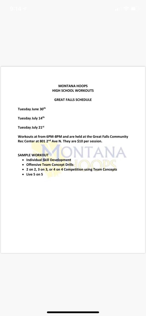 July workout schedule for Great Falls #montanahoops #4theState #trainwithus
