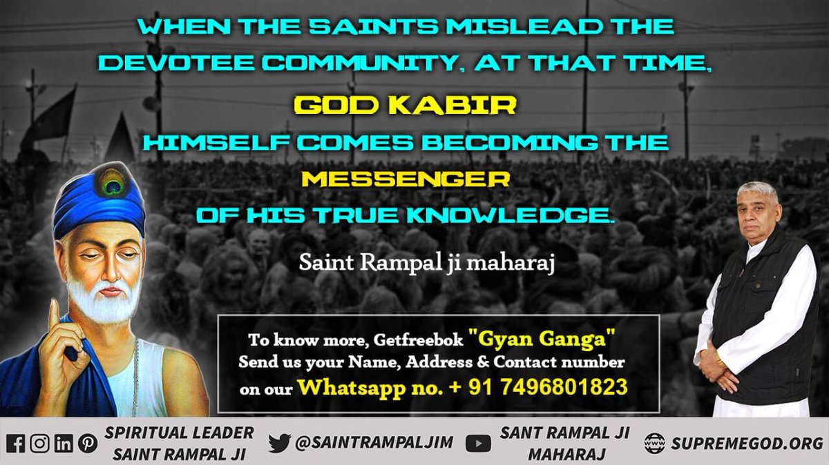DasiRuchi1's tweet photo. #CompleteGod_KabirSahebJi @SaintRampalJiM At the time, all saints are abandoning the law of law and giving guidance to the devotees through arbitrary worship.  Then Kabir Prabhu himself comes as a messenger of his philosophy. https://t.co/xel2dCca2Q