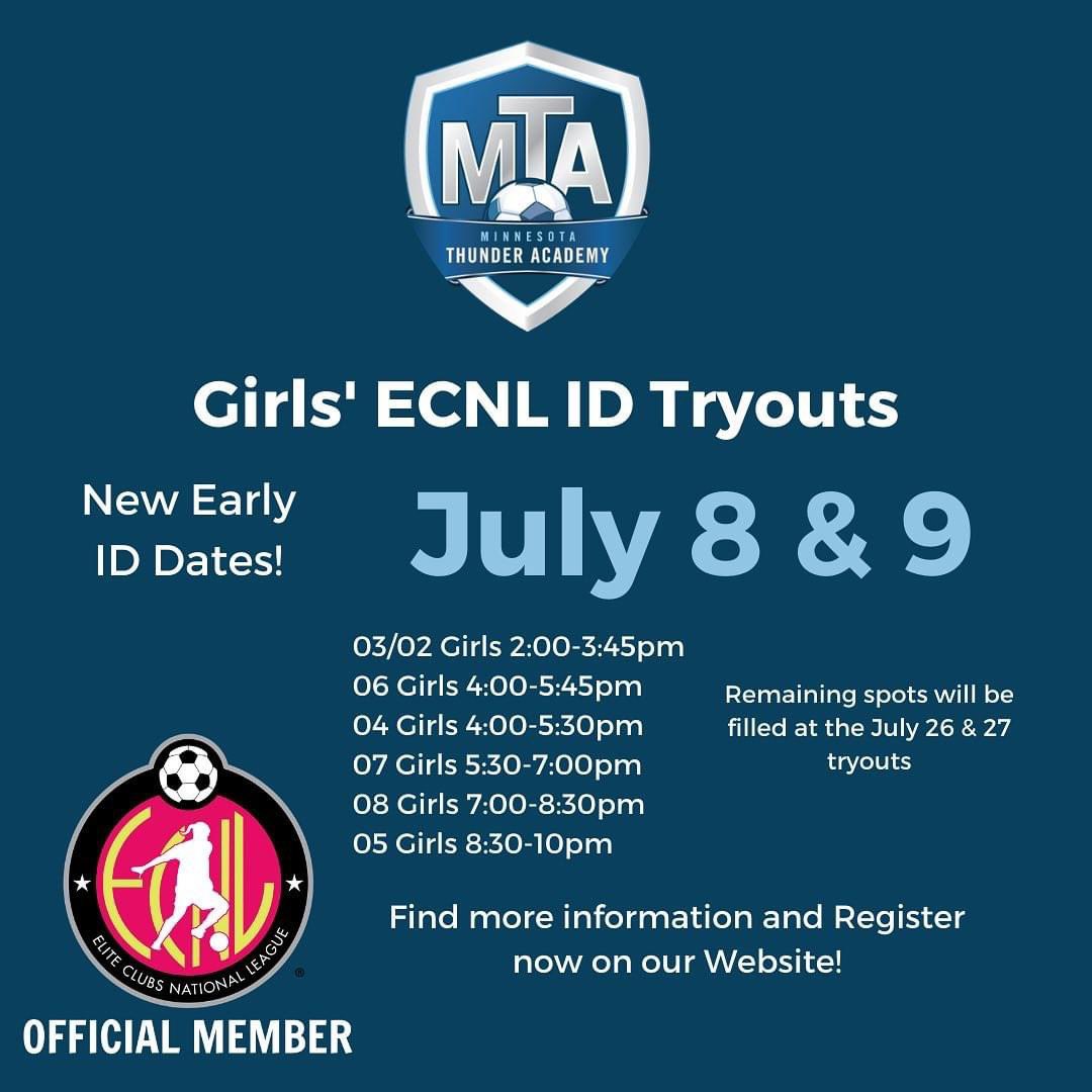 ECNL tryout dates and times. All sessions at Academy of Holy Angels