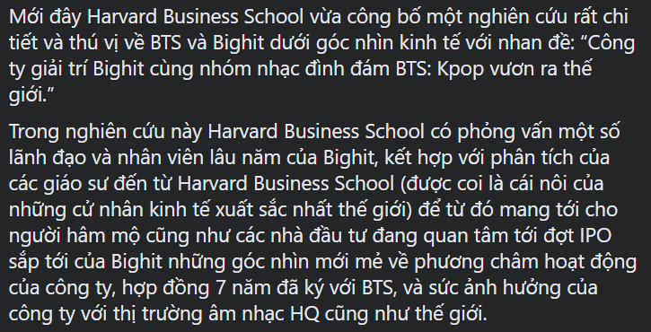 BTSVietnam_SAM's tweet photo. THEO CASE STUDY CỦA TRƯỜNG KINH DOANH HARVARD VỀ BTS VÀ BIGHIT, THÀNH CÔNG CỦA BTS CÓ SỨC LAN TỎA TOÀN CẦU HƠN BẤT CỨ NGHỆ SĨ BIG3 NÀO TRƯỚC ĐÂY.
Cre Harvard Business School
@BTS_twt #BTS #ARMY https://t.co/6xmuN5RJ1I