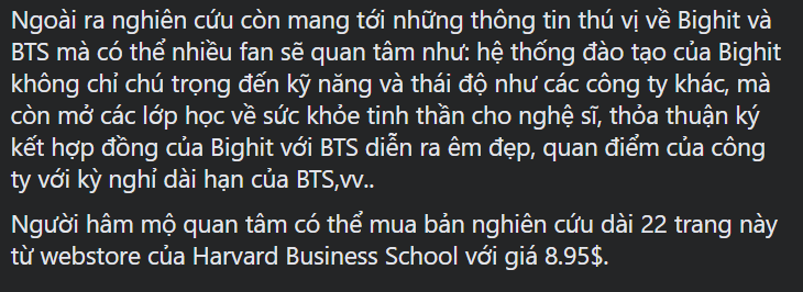 BTSVietnam_SAM's tweet photo. THEO CASE STUDY CỦA TRƯỜNG KINH DOANH HARVARD VỀ BTS VÀ BIGHIT, THÀNH CÔNG CỦA BTS CÓ SỨC LAN TỎA TOÀN CẦU HƠN BẤT CỨ NGHỆ SĨ BIG3 NÀO TRƯỚC ĐÂY.
Cre Harvard Business School
@BTS_twt #BTS #ARMY https://t.co/6xmuN5RJ1I