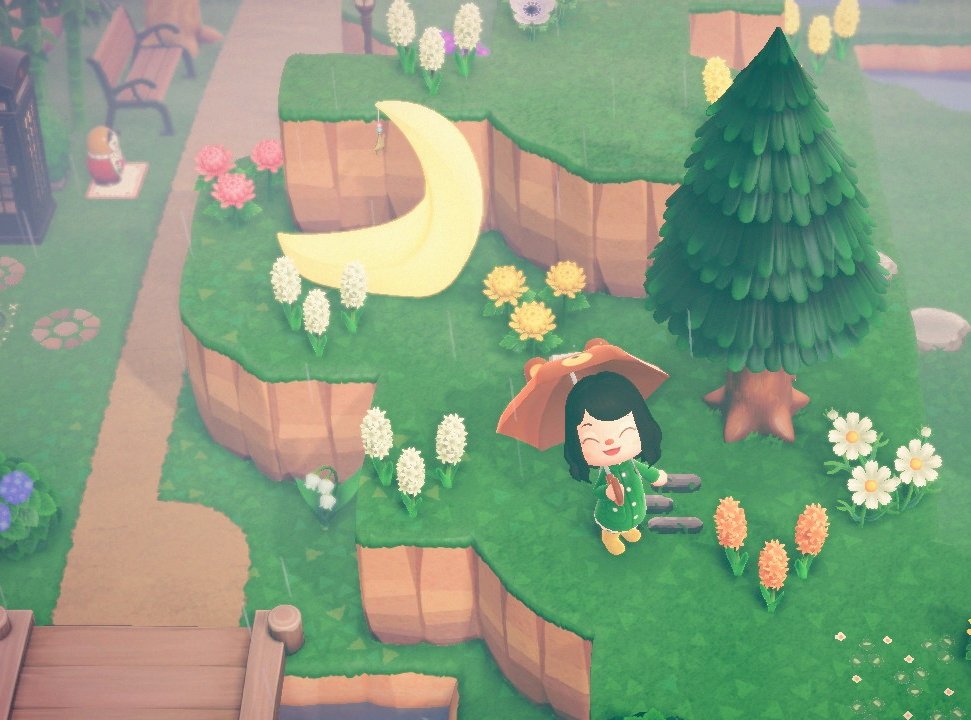 shlbymnstrrr's tweet photo. Took the bear umbrella out to get some rainy pics of all the new terraformed entrance paths and beach cliffs 💕

#AnimalCrossingNewHorizons #acnh #NintendoSwitch #animalcrossing https://t.co/kbY6wOPDu5