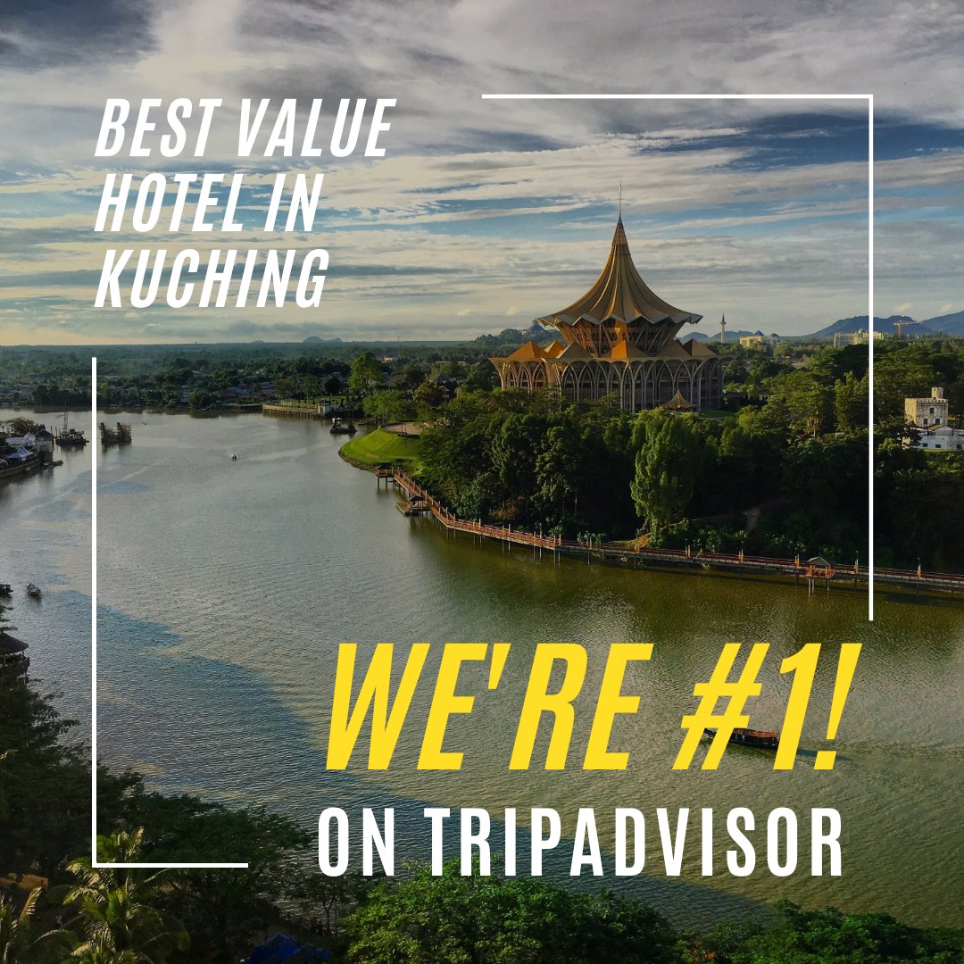 Book your next stay at the #1 Best Value Hotel in Kuching on @TripAdvisor! River-view rooms with 5-star beds, rainfall showers, and close proximity to local attractions can all be found at Tune Hotel Waterfront Kuching. Book a room now at tunehotels.com/offers/
