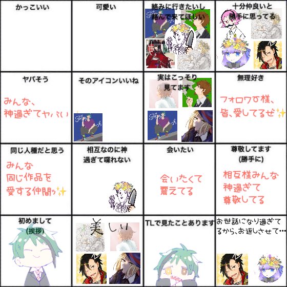 #RTした人を勝手に図にしてみようのコーナー 
反応ありがとうございましたっ?✨
個人的な偏見(?)強めですが、『好感度高めだ!ラッキー』とでも思って頂けますと嬉しいです(*' `*)?✨ 