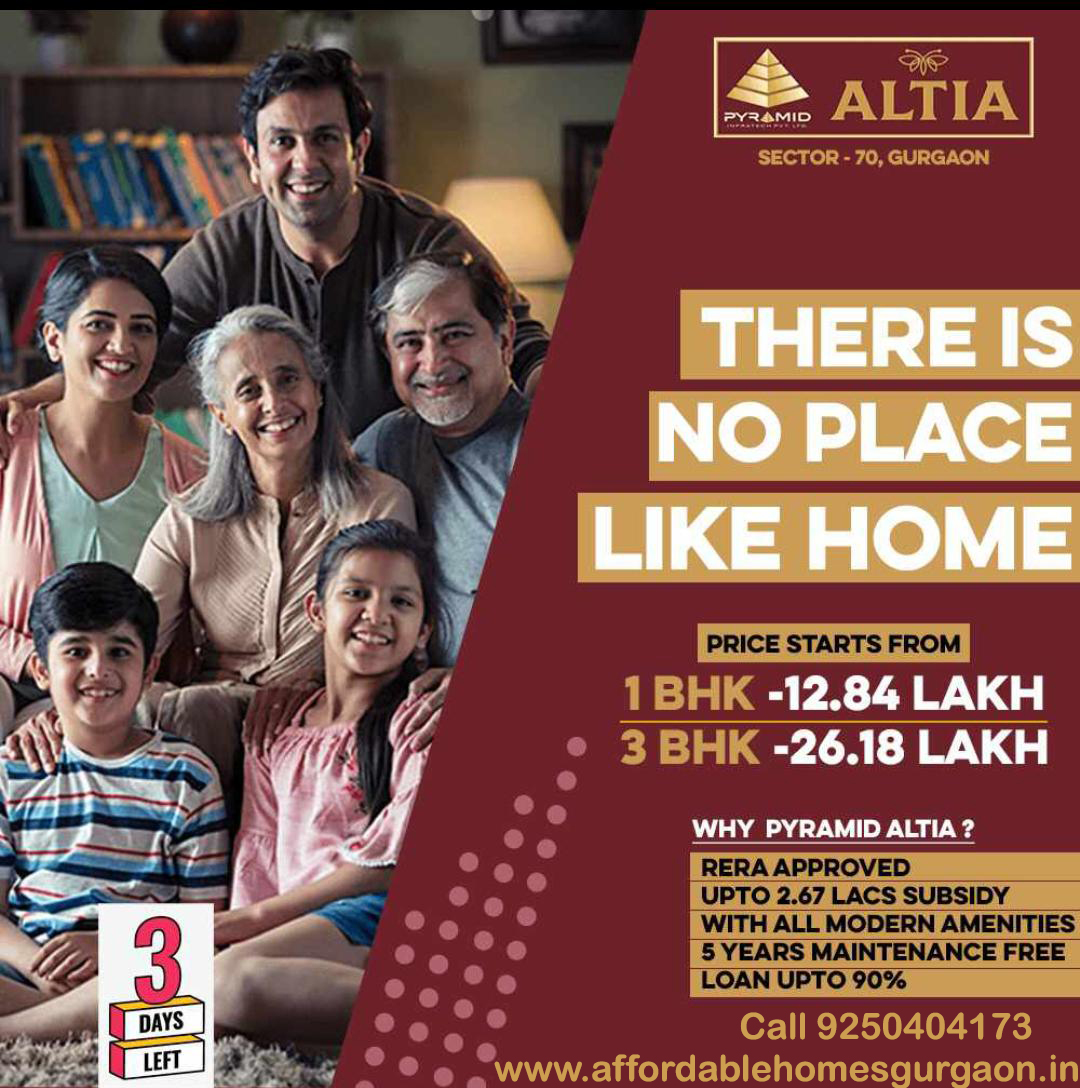 HudaGurgaon's tweet photo. Only 3 Days Left
Pyramid Altia, Sector -70, SPR Road
Modern & Spacious Apartments,
90% Home Loan available,
2.67 Lakh Subsidy,
Rera Approved,
5 Years Maintenance Free
More Details https://t.co/OdZruxtH0y | Call 9250404173
#Pyramid #PyramidAltia #Sector70gurgaon https://t.co/dG7d709eBh