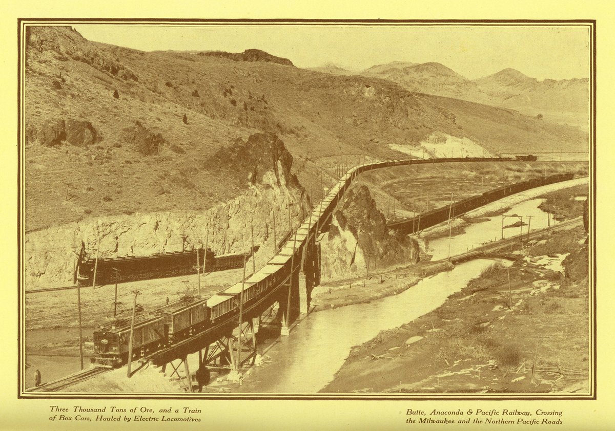 The canyon just to the east of here is, AFAIK, the only place outside of the Northeast Corridor where electrified lines of two different national network RRs crossed -- the two being the Milwaukee and the above-mentioned Butte Anaconda & Pacific. Pic from  https://www.flickr.com/photos/buttepubliclibrary/4843598197