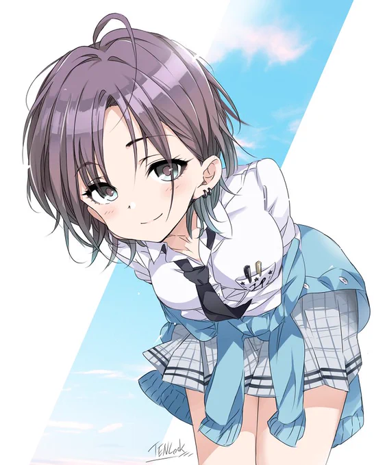 透ちゃんの誕生日にアップした、透ちゃん絵の差分絵(逆光じゃないバージョン)。やっぱり水色成分が増えるとノクチルっぽさが増しますね(笑) 