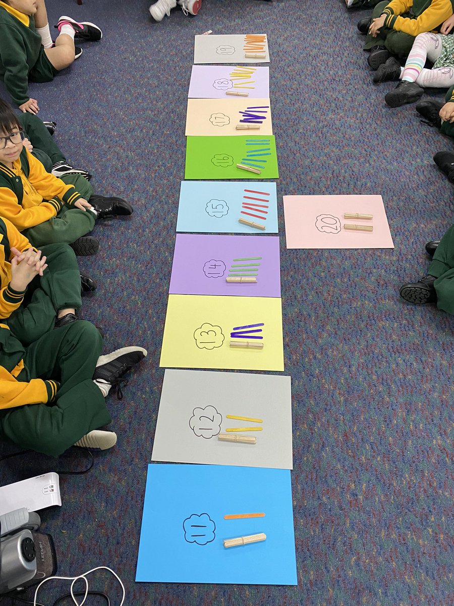 KS have been exploring teen numbers and we matched the number with quantities using paddle pop sticks. Knowing 10 is the bundle we added on the ones. KS are using this as a visual number line in our classroom. 🌟 <a href="/FairWestPS/">Fairfield West PS</a> <a href="/Genelle029/">Genelle Petruszenko</a> <a href="/LilyThai9/">Lily Thai</a> #mathematicans