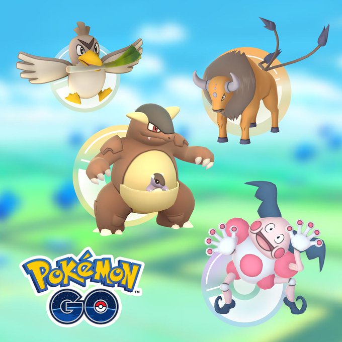 Pokémon GO on X: Trainers will now have the chance to hatch Farfetch'd,  Kangaskhan, Mr. Mime, and Tauros from 7 km Eggs! Take advantage of this  opportunity to complete your Kanto Pokédex