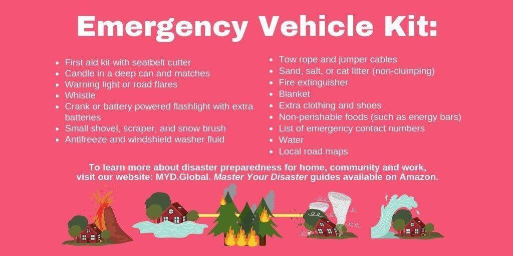 MYDglobal's tweet photo. Emergencies happen every day. Be prepared even when you're away from home with an emergency vehicle kit specific to the season and your region. Learn more: https://t.co/gIOXLObBSs #emergencypreparedness #prepaware #prepare #prepper #disaster #emergencyvehiclekit #bugout https://t.co/7MXvRKYj6I
