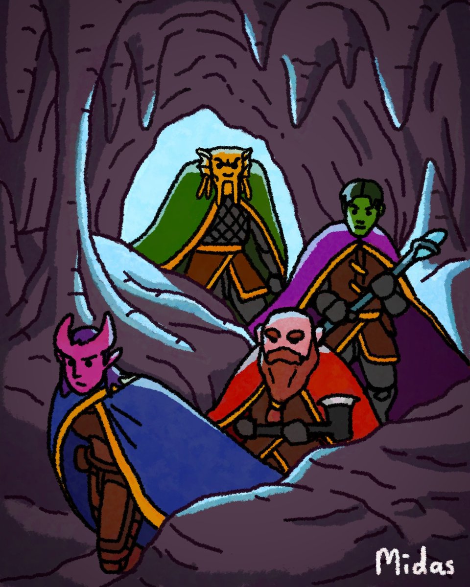 MidasHasGold's tweet photo. I'm trying out a simpler style to easily illustrate the adventures my dnd party goes through ^^

#dnd #dungeonsanddragons #DnDcharacter #dnd5e #fantasy #digitalart #art #digitaldrawing https://t.co/WZy0SpJAer