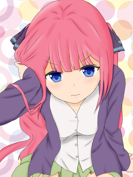 ヱル🌾うさむぎいぬもぐ🌾さんがTwitterに投稿した中野二乃(五等分の花嫁)のイラスト。