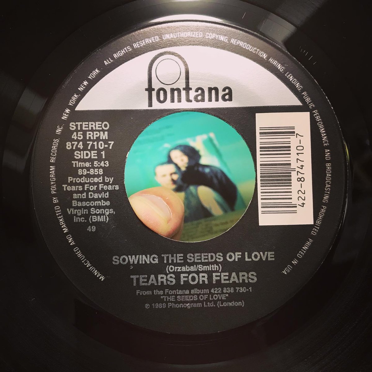 acisumoika's tweet photo. 12”の凶暴さはないけどこれは嬉しい7”versionはMASTERDISK DMMサインの米盤45!Fontana 874 710-7 #tearsforfears #davidbascombe #richardniles #davidscheinmann #masterdisk #specialtyrecordscorporation #directmetalmastering #fontanarecords #sowingtheseedsoflove #45rpm https://t.co/63TGnI6aE4