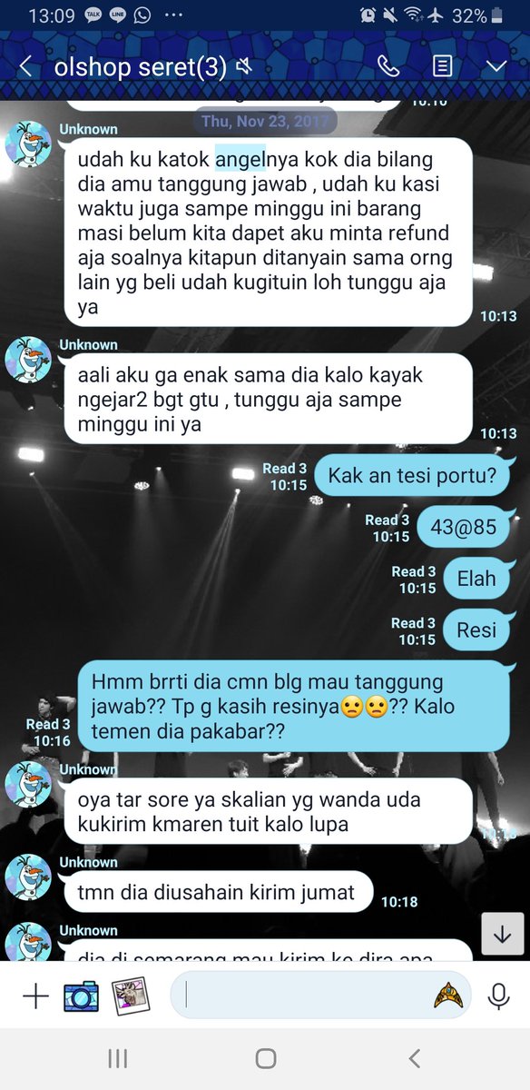 3. Nov 2017, status orderan kita mulai stuck, krn yg pegang supplier si rani ini jg, jd kita cm bs kejar si rani dia sempet sebut nama angel & olshop redkpop, ngakunya beli di 2 tmpt itu; but guess what.....  #MadeliaRaniscam