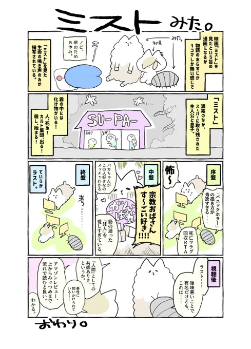 9日目 「ミスト」
10日目(番外) 「帰ってきたヒトラー」 