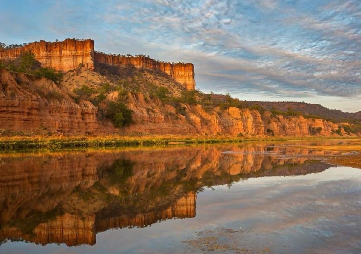 tourismzimbabwe's tweet photo. The sun kissed #ChilojoCliffs!
#GonarezhouNP 
#VisitGonarezhouNP
#TravelTomorrow #VisitZimbabweTomorrow 
📸 #Africatvl #Asani_Travel #Menseselense #jonhstevenssafsris https://t.co/gBnHowSRjC