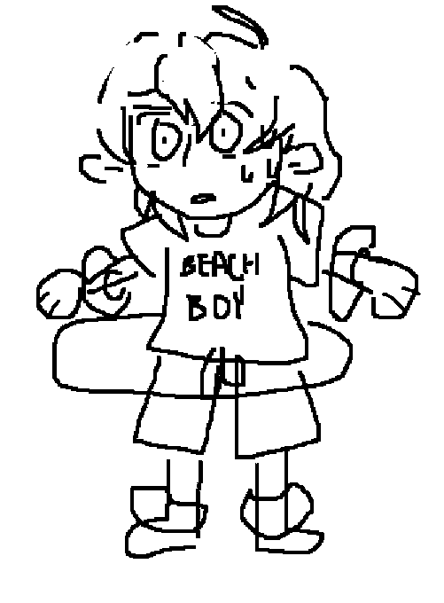 the phantom thieves go to the beach. drawn dutifully by my trackpad in about 30 seconds 