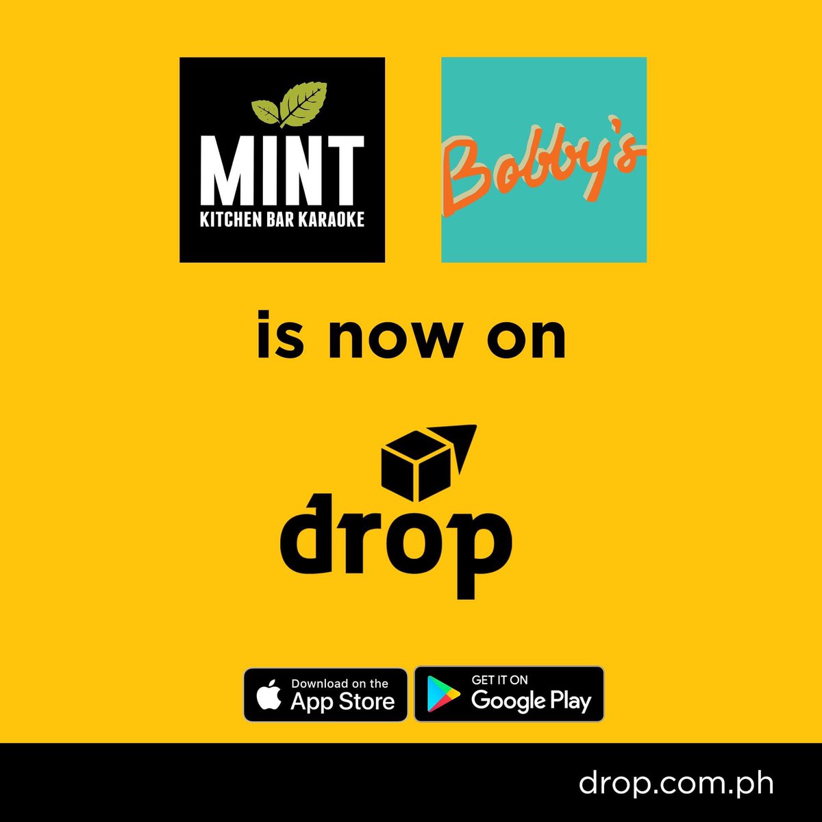 DropPH's tweet photo. What’s up, Droppers? We added Mint Kitchen Bar Karaoke and Bobby's in our line up! 

Satisfy your cravings with us. Download Drop app now! 

Android: https://t.co/zZWUGagund
Apple: https://t.co/5Cg3133n2G https://t.co/bIWXBaqeN5