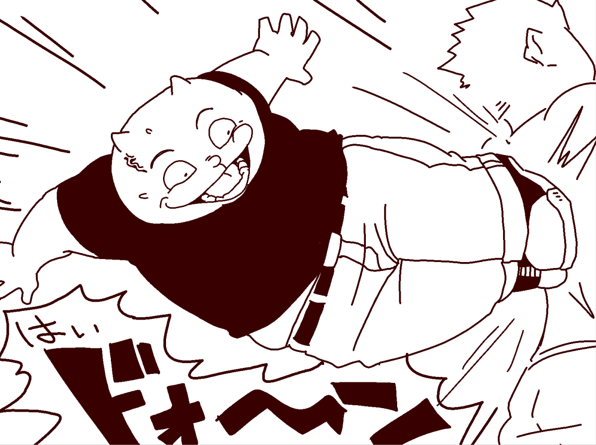 時々無性に飛び蹴りを食らわせたくなるラテンボを描きました(実際にはしませんしデブの運動オンチなので出来ません) https://t.co/tL4yBXqnSE