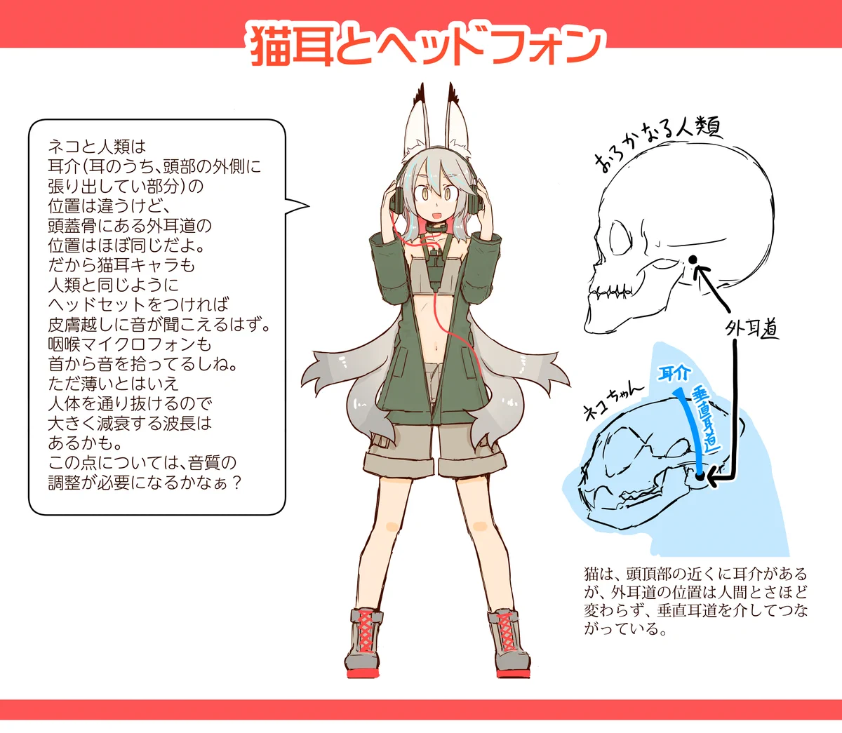 意外と普通に使えそう？猫耳キャラのヘッドセットの位置は猫の外耳道の位置に合っている！