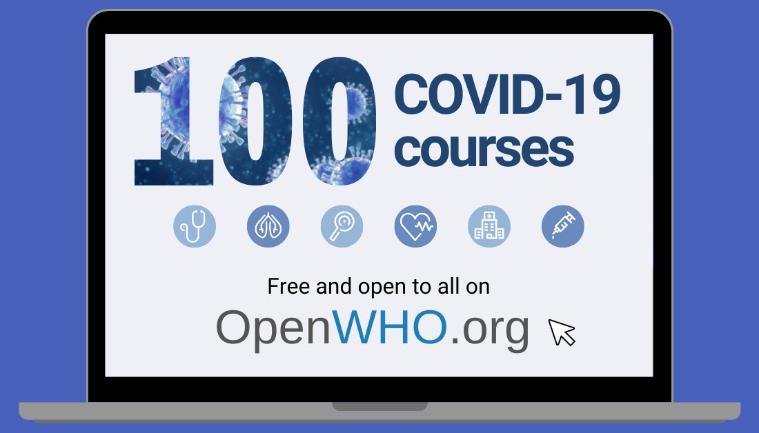 The 100th #COVID19 course was launched on the #OpenWHO learning platform! The courses are free &amp; open to all, &amp; available in 31 languages – the latest is an introduction to #coronavirus in Yoruba.

Enroll today &amp; start learning in your language:
👉 bit.ly/3efpRPN