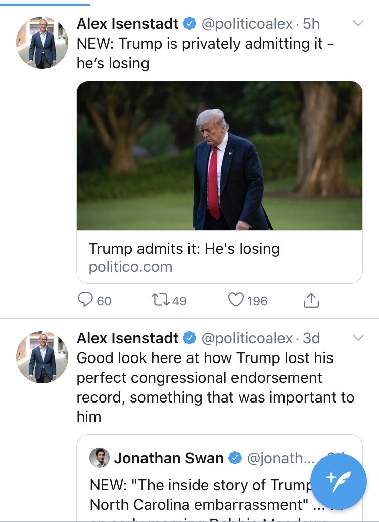 90/ Anyone can make up the story here in the name of sources. Note that Alex’s earlier tweet subtweeted Swan who is a master at these intangible sourced stories. We are being had by many “WH Reporters.” Haberman. Acosta. Sherman. Collins (CNN). Now Alex got in on it.