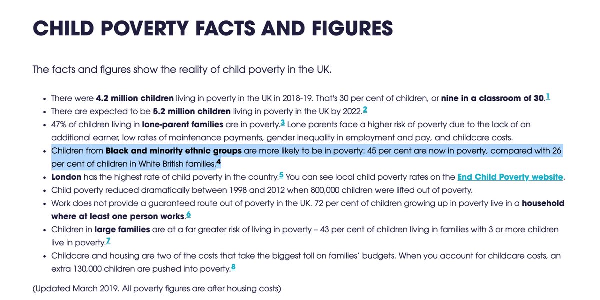 2a/Huge societal differences:Ethnic minorities inc black people more likely to be poor compared to white people (45% vs 28%, 2019):  https://cpag.org.uk/child-poverty/child-poverty-facts-and-figures