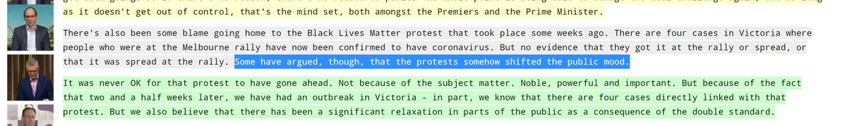 What we'll enter now is the 'false balance' phase - in which each of the four lies that occurred above are treated as if they were (and are) open question for which there is no evidence either way (plus more attempts to pair COVID w/ racist causes)Hence, this, on  @InsidersABC: