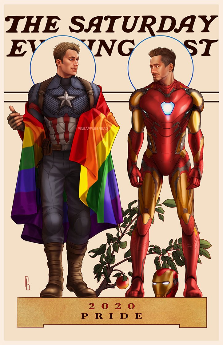 pineapplebreads's tweet photo. 🌈 Happy Pride!! 

I’ve been planning this drawing since last Pride and I'm so happy to finally do it.
(Inspired by JC Leyendecker’s 1928 Thanksgiving)

#PRIDE2020 #PrideMonth #stony #stevetony #Endgame https://t.co/pZkpgo0vHC