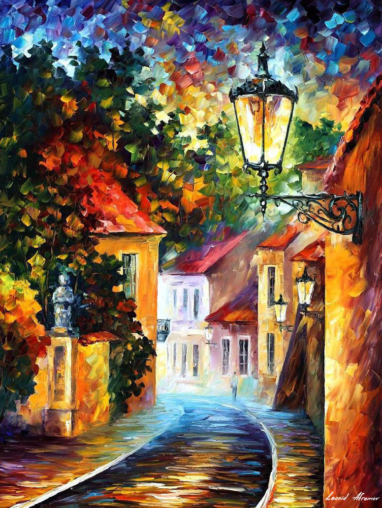 NIGHT IN PRAGUE (evening) — Картина маслом на холсте художника Леонида Афремова afremov.com/night-in-pragu…