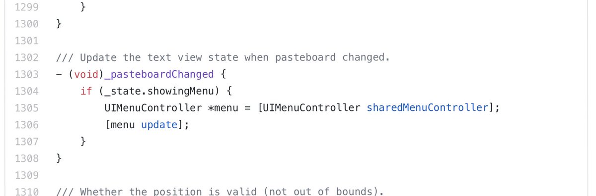 @ivRodriguezCA Since it says YYTextView, that should be this line of code: github.com/ibireme/YYText…, and this photo shows what _pasteboardChanged does
