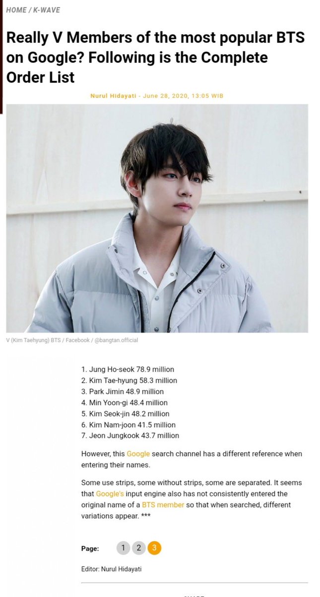 Kth Fancam Really V Members Of The Most Popular Bts On Google Following Is The Complete Order List Based On A Search From The Jember Portal Team From A Search