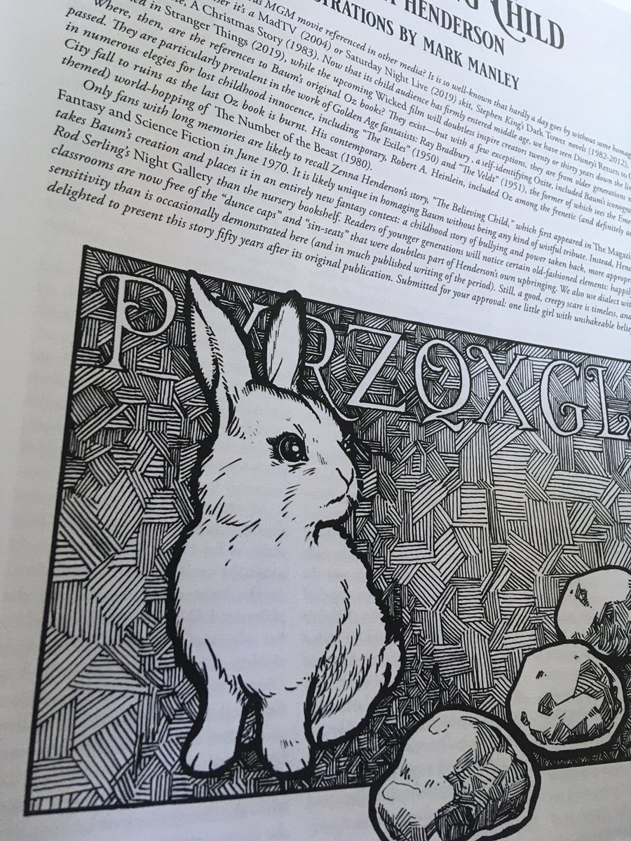 For the first time in its history, the Bugle included an original short story - this time an Oz-related 7-page tale by little-known SF innovator Zenna Henderson, from The Magazine of Fantasy and Science Fiction in 1970. [artwork:  @MJManley1971]