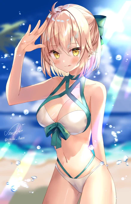水着で無敵な沖田さん参上です!#FGO #FateGO 