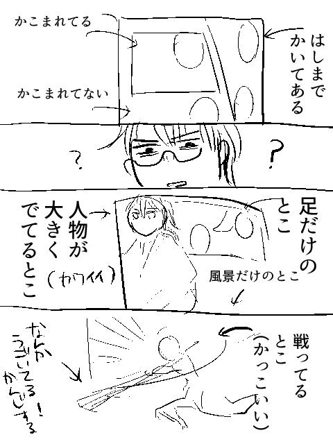 私がいい年になってからはじめて漫画書き始めて同人誌つくってみようと思ったときにやってた一人問答おいとくね!!!(笑)それまではピクシブの縦長漫画しかかいてなかったからわからんかったんだよ…

先人の同人誌から学んだこと1 