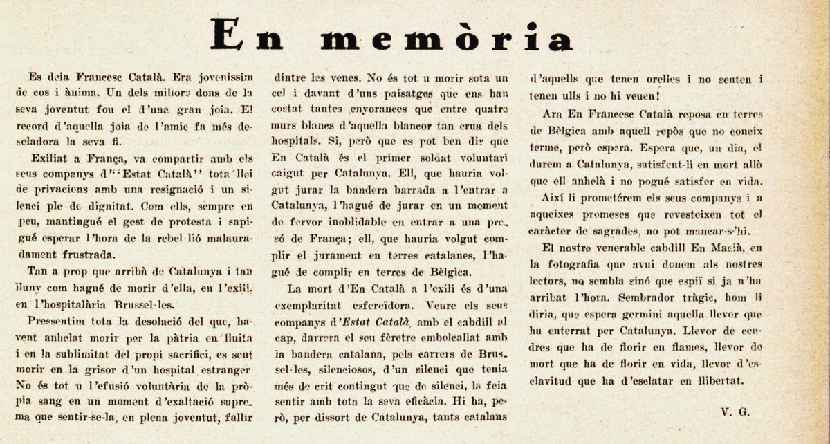 MICCatalunya's tweet photo. El 28 de juny de 1927 mor a Brussel·les Francesc Català i Serra, militant d'Estat Català que es va incorporar a l'Exèrcit Català amb l'únic objectiu de proclamar la independència de Catalunya. https://t.co/91hcpmPQnz
