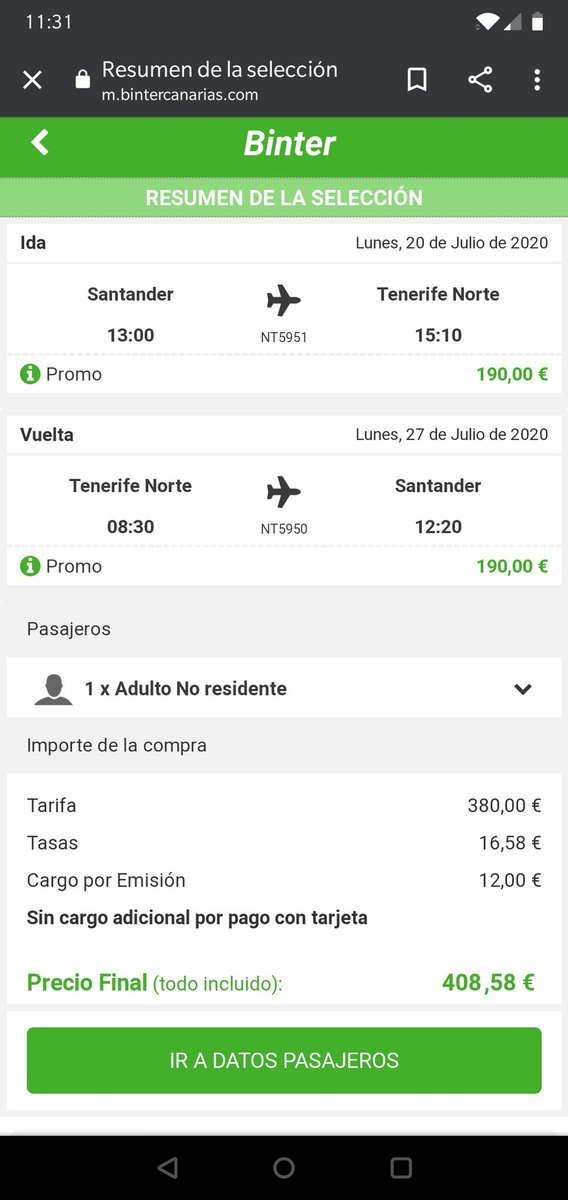 ChristianMG21's tweet photo. @BinterCanarias @CanariosSinAlas @PresiCan Esta es la campaña promocional q iban a hacer @BinterCanarias ??? 40€ más caro q hace 3 días!!! Se están riendo de nosotros??? @CanariosSinAlas @PresiCan https://t.co/Vnt5gcMtOg